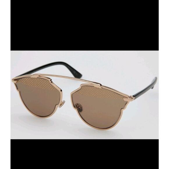 Christian Dior So Real Studded Designer Sunglasses Gold Black Italian Aviators - Picture 2 of 16